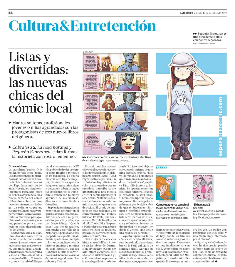 Cabrales en Diario La Tercera